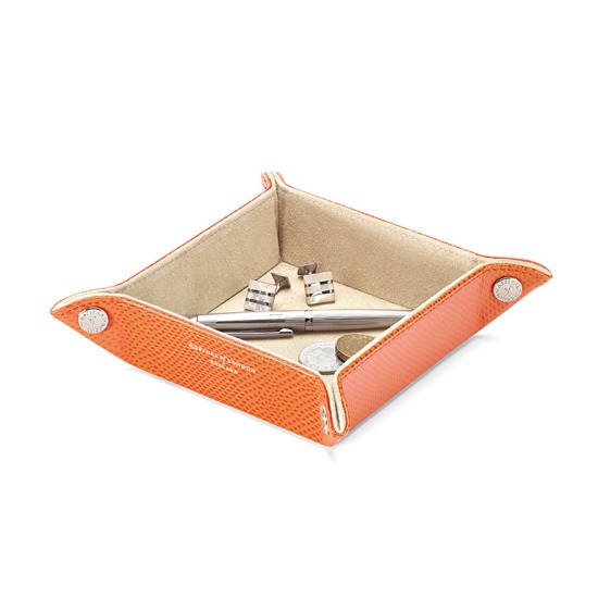 Mini Tidy Tray in Orange Lizard & Cream Suede from Aspinal of London
