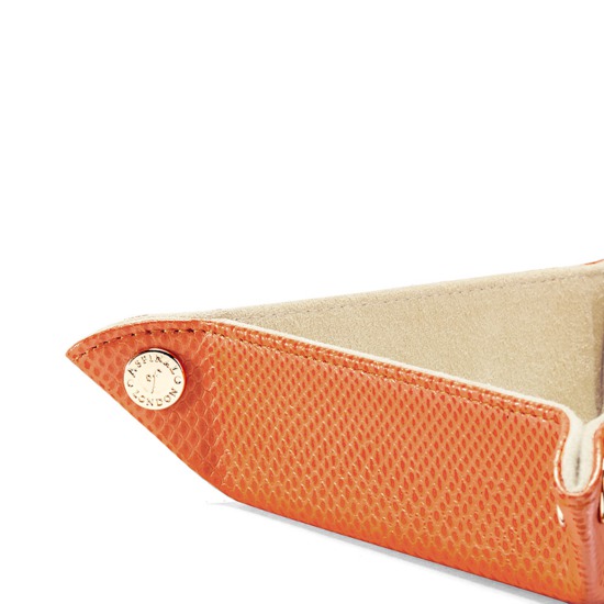 Mini Tidy Tray in Orange Lizard & Cream Suede from Aspinal of London
