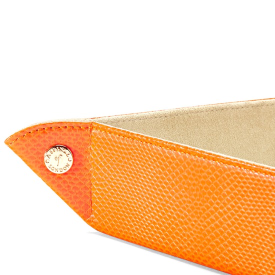 Large Tidy Tray in Orange Lizard & Cream Suede from Aspinal of London