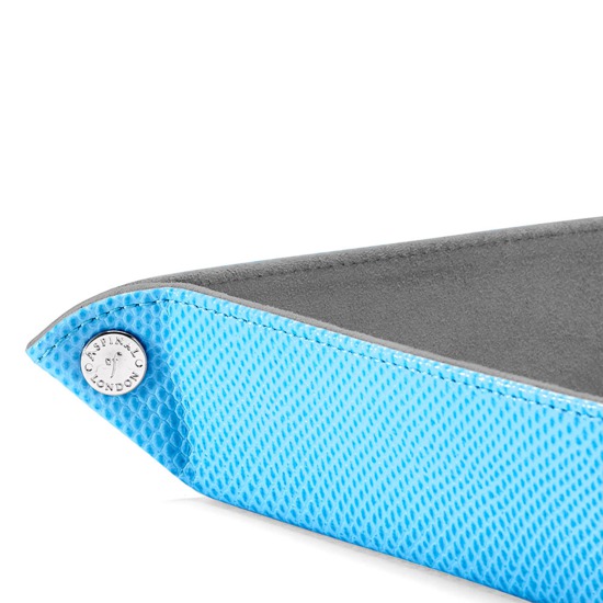 Medium Tidy Tray in Aquamarine Lizard & Silver Suede from Aspinal of London