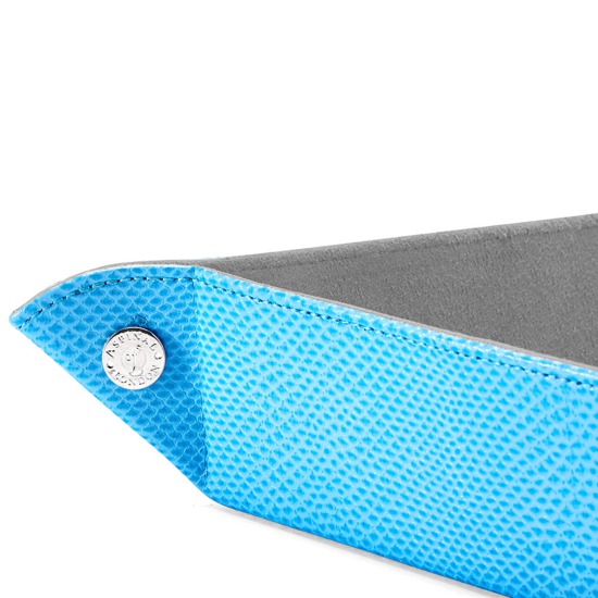 Large Tidy Tray in Aquamarine Lizard & Silver Suede from Aspinal of London