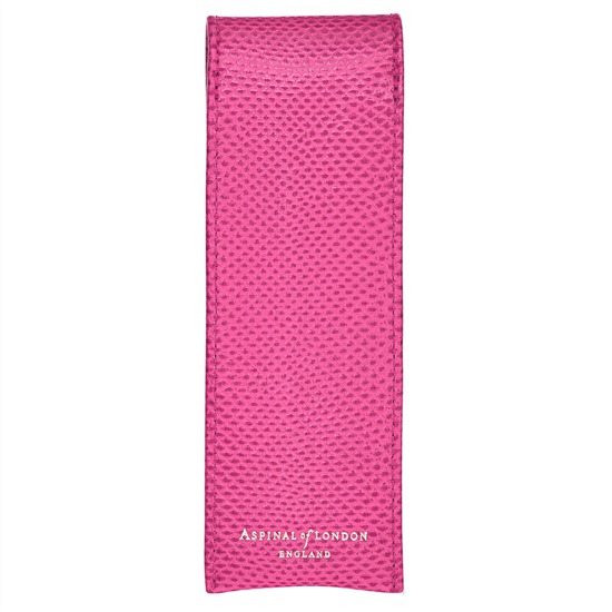 Small Pen Case in Raspberry Lizard & Pale Blue Suede from Aspinal of London