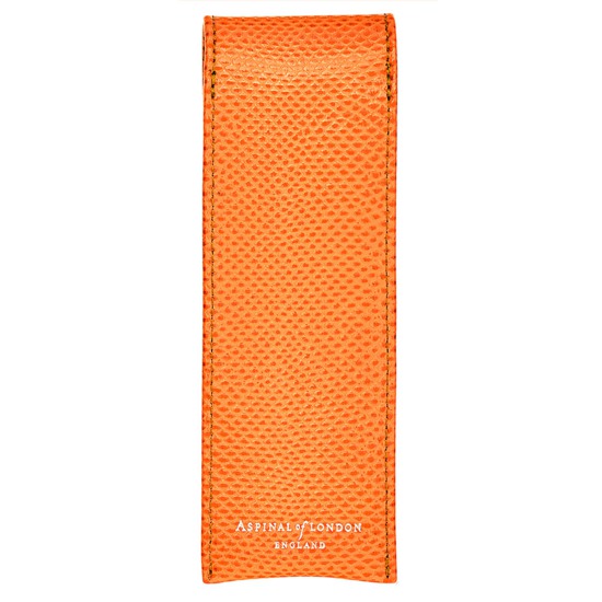 Small Pen Case in Orange Lizard & Cream Suede from Aspinal of London