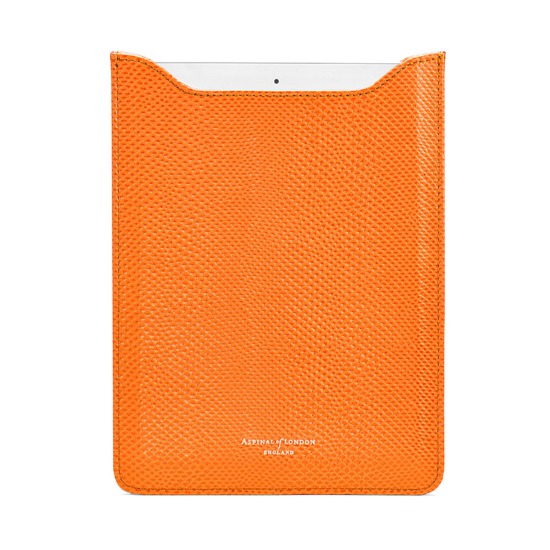Leather iPad Air Sleeve in Orange Lizard & Cream Suede from Aspinal of London
