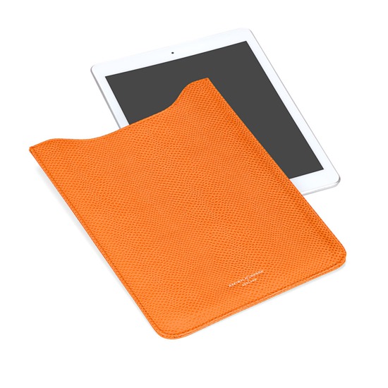 Leather iPad Air Sleeve in Orange Lizard & Cream Suede from Aspinal of London