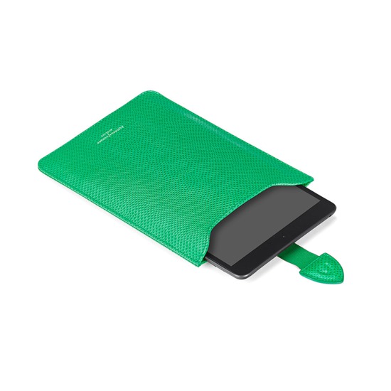 iPad Mini Sleeve in Grass Green Lizard & Cream Suede from Aspinal of London