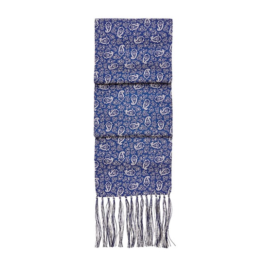 Men's Paisley Silk Scarf in Cobalt Blue from Aspinal of London