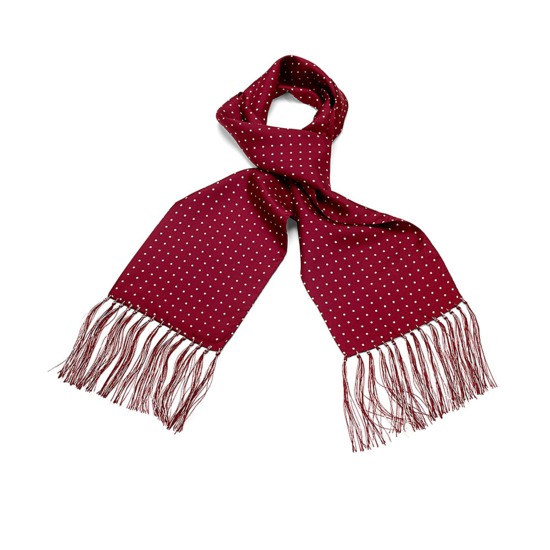 Men's Polka Dot Silk Scarf in Burgundy from Aspinal of London