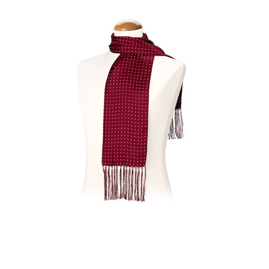 Men's Polka Dot Silk Scarf in Burgundy from Aspinal of London