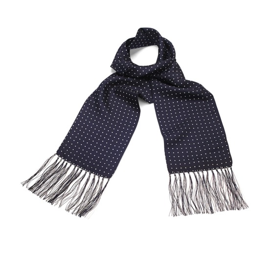 Men's Polka Dot Silk Scarf in Navy from Aspinal of London