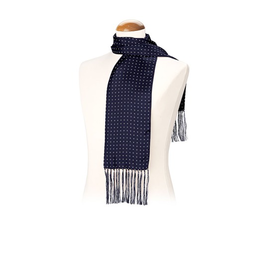 Men's Polka Dot Silk Scarf in Navy from Aspinal of London