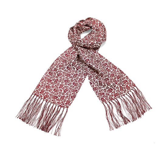 Men's Paisley Silk Scarf in Berry Red from Aspinal of London