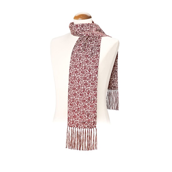 Men's Paisley Silk Scarf in Berry Red from Aspinal of London