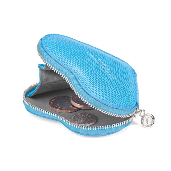 Heart Coin Purse in Aquamarine Lizard from Aspinal of London
