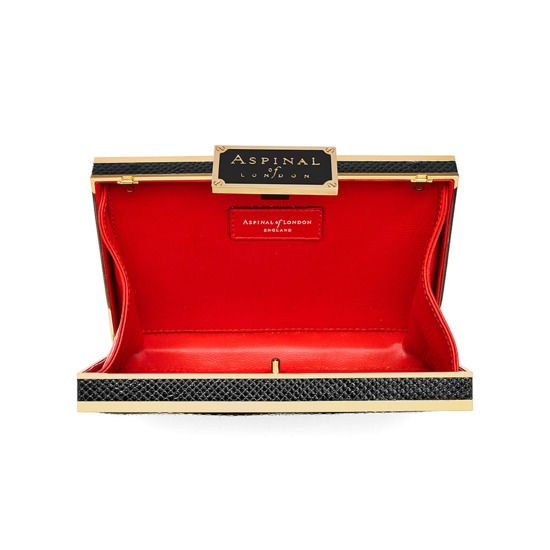 Scarlett Box Clutch in Jet Black Lizard from Aspinal of London