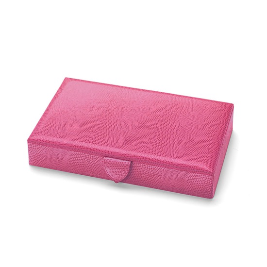 Paris Jewellery Box in Raspberry Lizard & Pale Blue Suede from Aspinal of London
