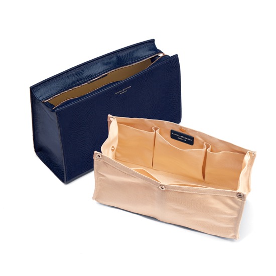 Large Cosmetic Case in Midnight Blue Lizard from Aspinal of London