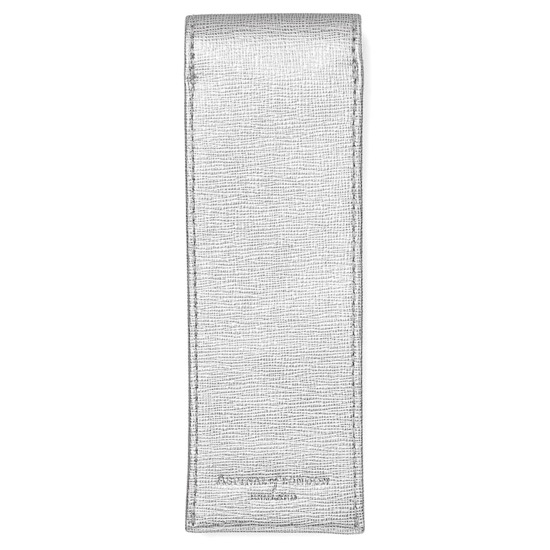 Small Pen Case in Silver Saffiano from Aspinal of London