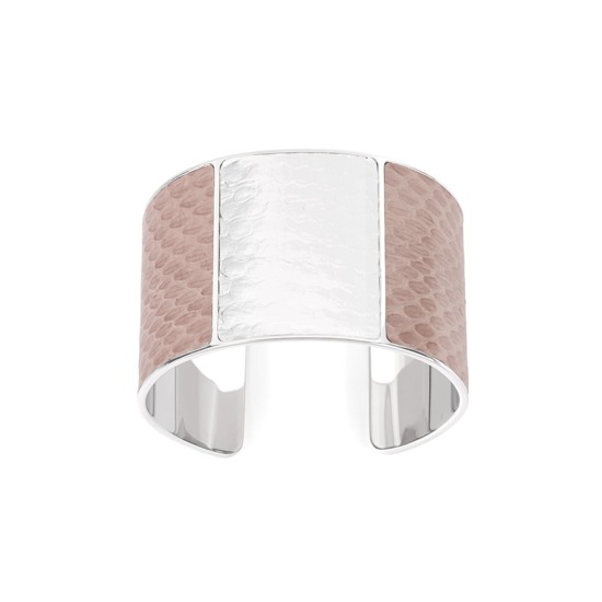 Minerva Cuff Bracelet in Nude & Silver Snake from Aspinal of London