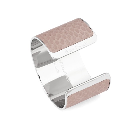 Minerva Cuff Bracelet in Nude & Silver Snake from Aspinal of London