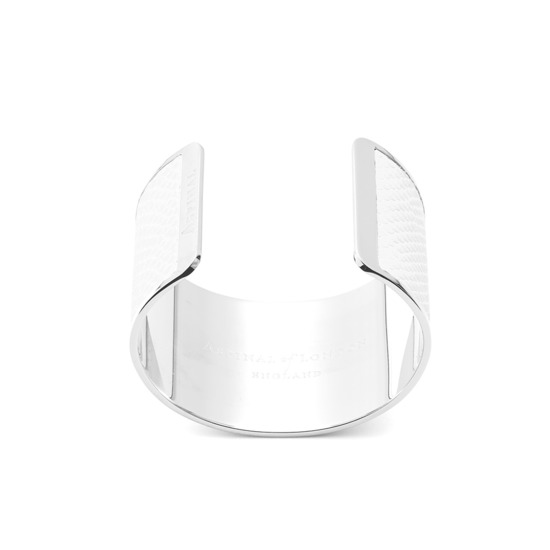 Silver Cleopatra Cuff Bracelet in Alabaster White Lizard from Aspinal of London