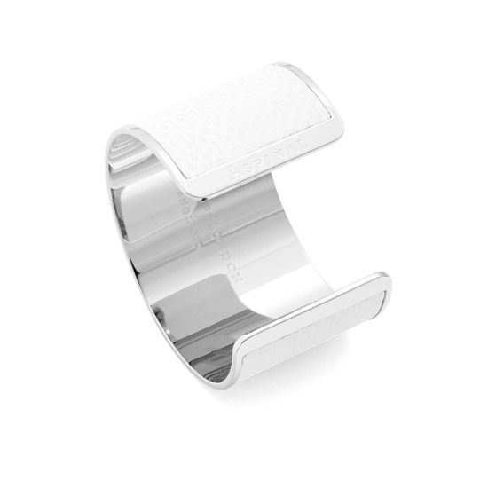 Silver Cleopatra Cuff Bracelet in Alabaster White Lizard from Aspinal of London
