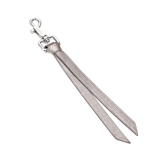 Small Personalisation Strap Key Ring in Gunmetal Saffiano Elite from Aspinal of London