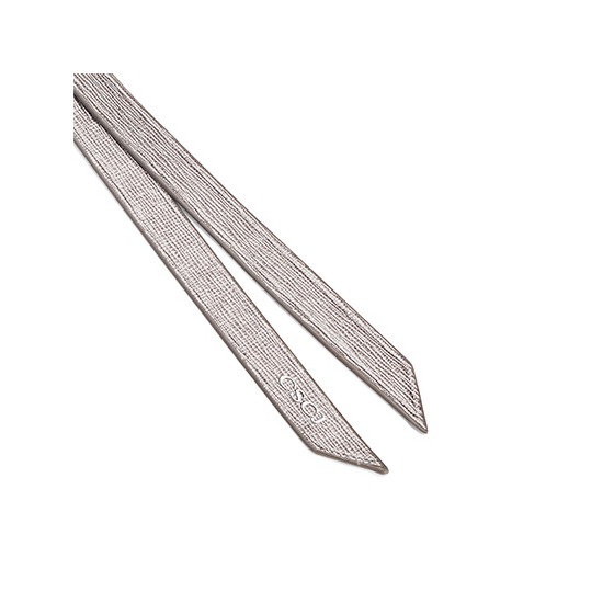 Small Personalisation Strap Key Ring in Gunmetal Saffiano Elite from Aspinal of London