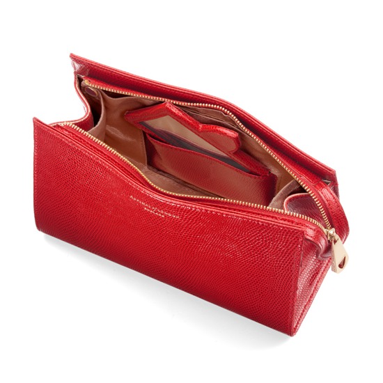 Medium Cosmetic Case in Berry Lizard from Aspinal of London