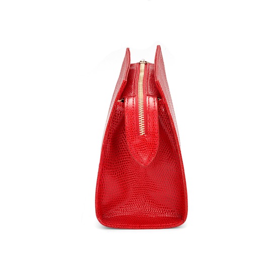 Medium Cosmetic Case in Berry Lizard from Aspinal of London