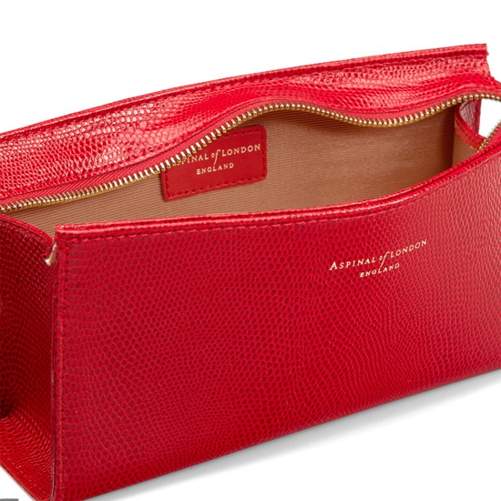 Small Cosmetic Case in Berry Lizard from Aspinal of London