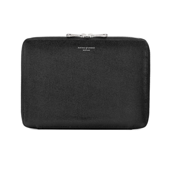Continental Zipped iPad Air Case with Notebook in Black Saffiano from Aspinal of London
