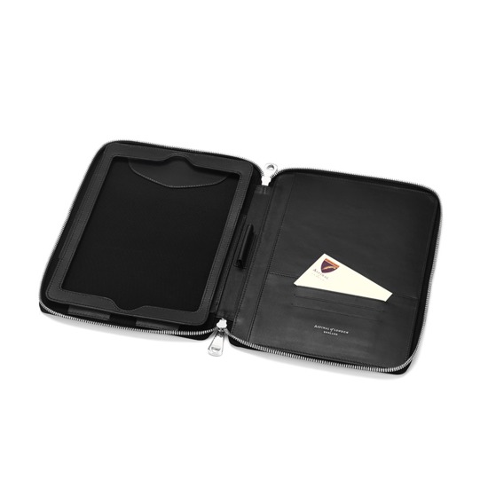 Continental Zipped iPad Air Case with Notebook in Black Saffiano from Aspinal of London