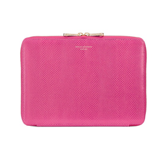 Continental Zipped iPad Air Case with Notebook in Raspberry Lizard from Aspinal of London
