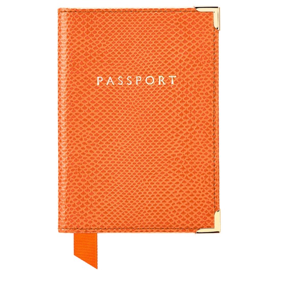 Classic Travel Collection in Orange Lizard & Cream Suede from Aspinal of London