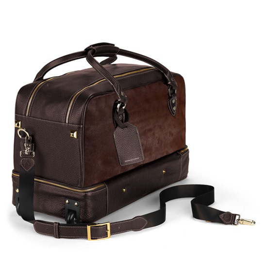 Portofino Rolling Travel Bag in Brown Calfskin & Brown Haircalf from Aspinal of London
