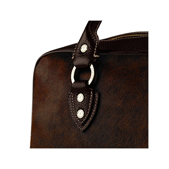 Portofino Rolling Travel Bag in Brown Calfskin & Brown Haircalf from Aspinal of London