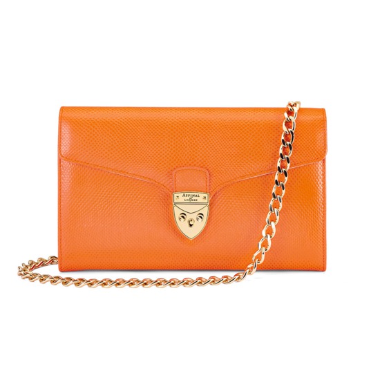 Manhattan Clutch in Orange Lizard from Aspinal of London