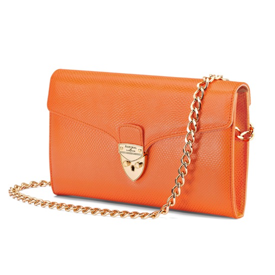 Manhattan Clutch in Orange Lizard from Aspinal of London