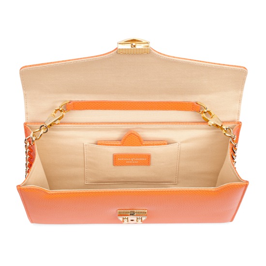 Manhattan Clutch in Orange Lizard from Aspinal of London