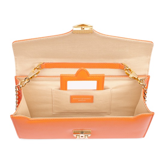 Manhattan Clutch in Orange Lizard from Aspinal of London