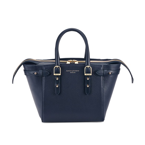 Mini Marylebone Tote in Navy Pebble from Aspinal of London