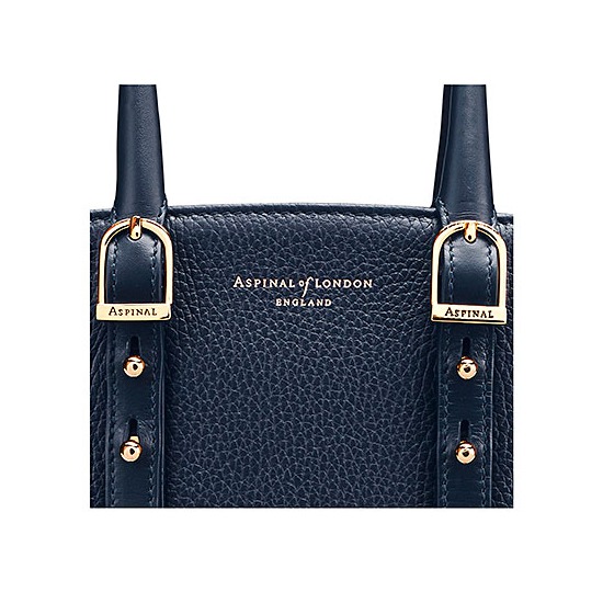 Mini Marylebone Tote in Navy Pebble from Aspinal of London