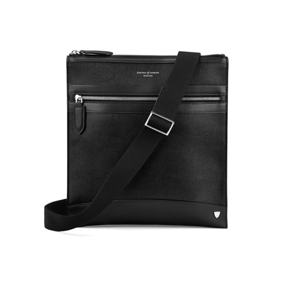 Anderson Small Messenger Bag in Black Saffiano from Aspinal of London