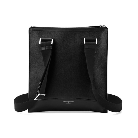 Anderson Small Messenger Bag in Black Saffiano from Aspinal of London