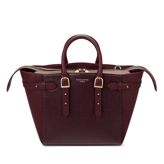 Midi Marylebone Tech Tote in Burgundy Saffiano from Aspinal of London