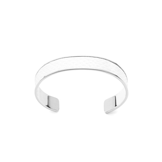 Silver Cleopatra Skinny Cuff Bracelet in Alabaster White Lizard from Aspinal of London