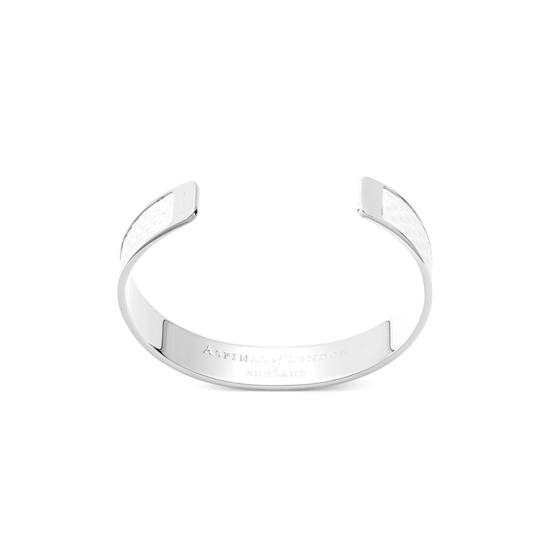 Silver Cleopatra Skinny Cuff Bracelet in Alabaster White Lizard from Aspinal of London