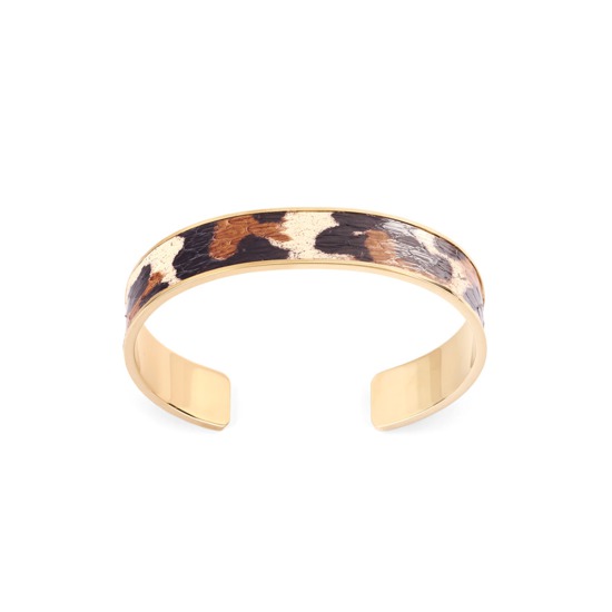 Cleopatra Skinny Cuff Bracelet in Large Leopard Print Snake from Aspinal of London