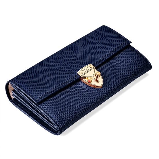 Mayfair Purse in Midnight Blue Lizard from Aspinal of London
